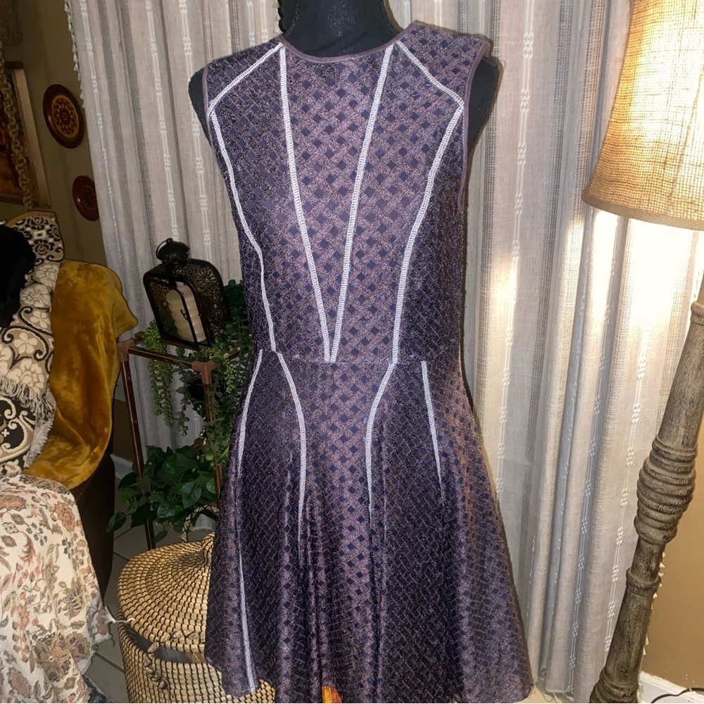 Cynthia Rowley Purple Patterned Mini Dress